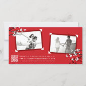 Weiße Kirschblüten Doppeltes Glück Asiatisches Fot Save The Date (Rückseite)