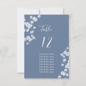 Weiße Kirschblüten Dusty Blue Platzkarte (Rückseite)