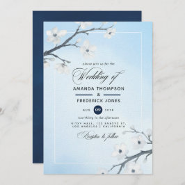 Weiße Kirschblüten Einladung Hochzeit