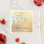 Weiße Kirschblüten Gold Serviette (Beispiel)