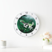 Weiße Kirschblüten Große Wanduhr (Zuhause)