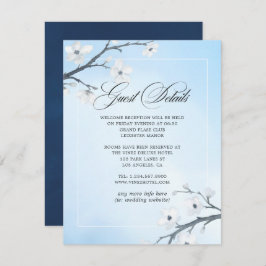 Weiße Kirschblüten Hochzeitgastdetails Begleitkarte