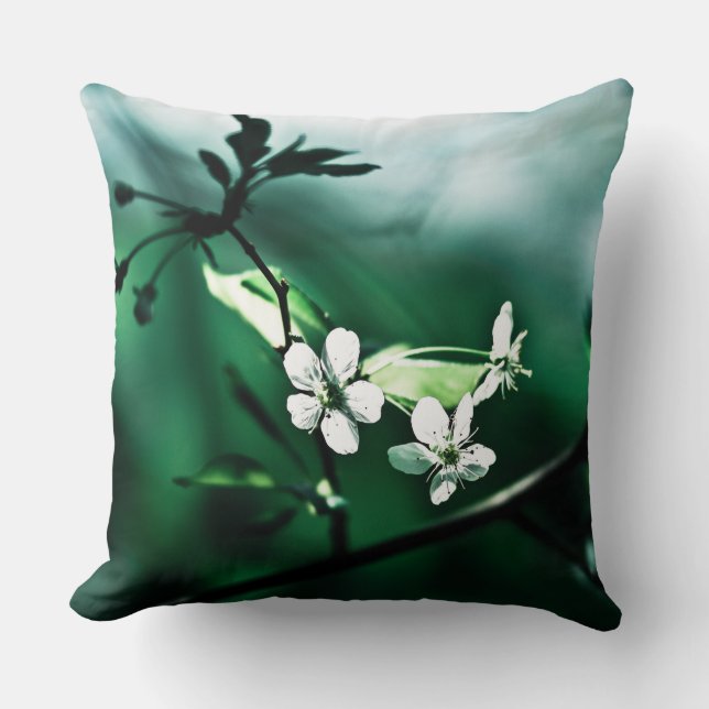 Weiße Kirschblüten Kissen (Vorderseite)