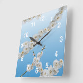 Weiße Kirschblüten Runde Wanduhr (Winkel)