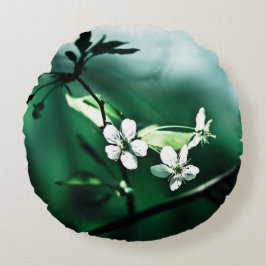 Weiße Kirschblüten Rundes Kissen