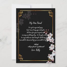 Weiße Kirschblüten und Gold werden meine Braut sei Einladung