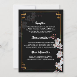 Weiße Kirschblüten und goldene Hochzeitsprogramme Einladung