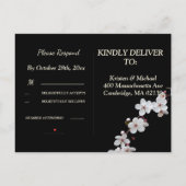 Weiße Kirschblüten und goldene Rahmen-UAWG Einladungspostkarte (Rückseite)