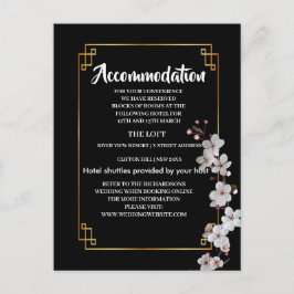 Weiße Kirschblüten und goldene Rahmen Unterkunft Ankündigungspostkarte