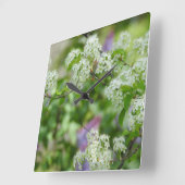 Weiße Kirschblüten und Lila Lilac Quadratische Wanduhr (Winkel)