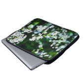 Weiße Kirsche blüht grüne Blätter Laptopschutzhülle (Vorne Knopf)