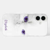 Weiße Kitte mit Lila Augen Personalisiert Case-Mate iPhone Hülle (Rückseite (Horizontal))