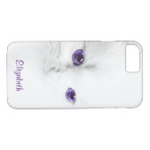 Weiße Kitte mit Lila Augen Personalisiert Case-Mate iPhone Hülle (Rückseite (Horizontal))