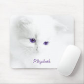 Weiße Kitte mit Lila Augen Personalisiert Mousepad (Mit Mouse)