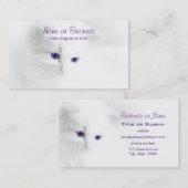 Weiße Kitte mit Lila Augen Visitenkarte (Vorne/Hinten)