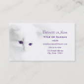 Weiße Kitte mit Lila Augen Visitenkarte (Rückseite)