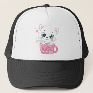 Weiße Kitte Truckerkappe