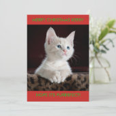 WEISSE KITTEN PERSONALISIERT FEIERTAGSKARTE (Stehend Vorderseite)