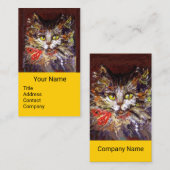 WEISSE KITTKÜCHENPORTRAIT, ROTES RIBBONYellow Visitenkarte (Vorne/Hinten)