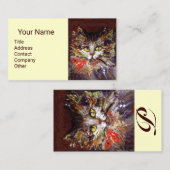 WEISSE KITTKÜCHENPORTRATION MIT ROTEM RIBBON VISITENKARTE (Vorne/Hinten)