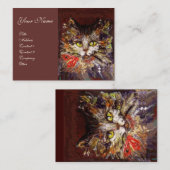 WEISSE KITTKÜCHENPORTRATION MIT ROTEM RIBBON VISITENKARTE (Vorne/Hinten)