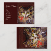 WEISSE KITTKÜCHENPORTRATION MIT ROTEM RIBBON VISITENKARTE (Vorne/Hinten)