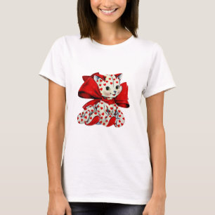 Weiße Kitty-Katze mit Herzen Vintage-Valentinstags T-Shirt