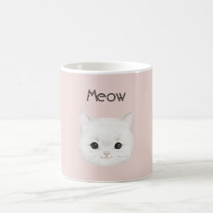 Weiße Kitty-Katzen-Gesicht-Miau Kaffeetasse