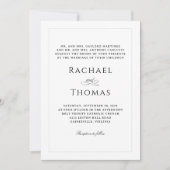 Weiße, klassische Hochzeit mit Foto Einladung (Vorderseite)