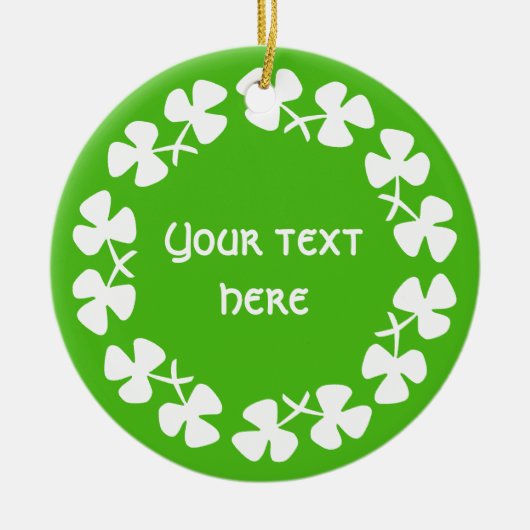 Weiße Kleeblätter hinzufügen Keramik Ornament (Vorne)