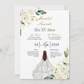 Weiße Kleidung quinceañera Einladung (Vorderseite)