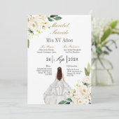 Weiße Kleidung quinceañera Einladung (Stehend Vorderseite)