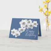 Weiße Kleidungsstücke mit blauem Hintergrund Karte (Gelbe Blume)