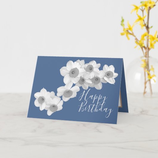 Weiße Kleidungsstücke mit blauem Hintergrund Karte (Gelbe Blume)