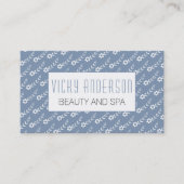 Weiße kleine Blume staubblaues Blumenmuster Visitenkarte (Vorderseite)