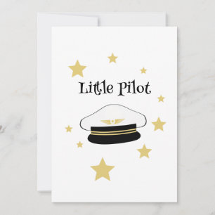 Weiße kleine Pilotenhütchen, goldene Sterne, Einla Einladung