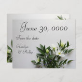 Weiße Klematisierung Save The Date (Vorne/Hinten)