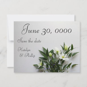 Weiße Klematisierung Save The Date