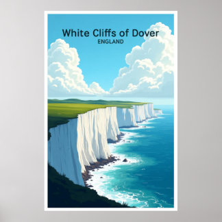Weiße Klippen von Dover England Reiseplakat Poster