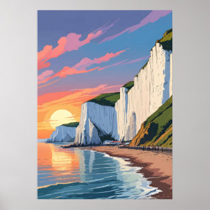 Weiße Klippen von Dover - Ikonische Küstenlandscha Poster