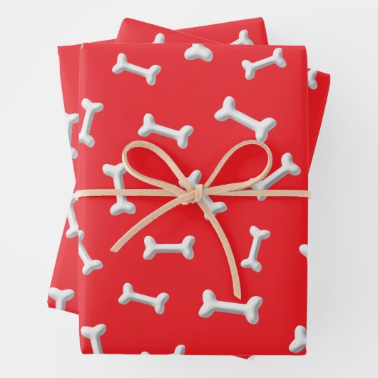 Weiße Knochen auf rotem Hintergrund Custom Geschenkpapier Set (Beispiel)