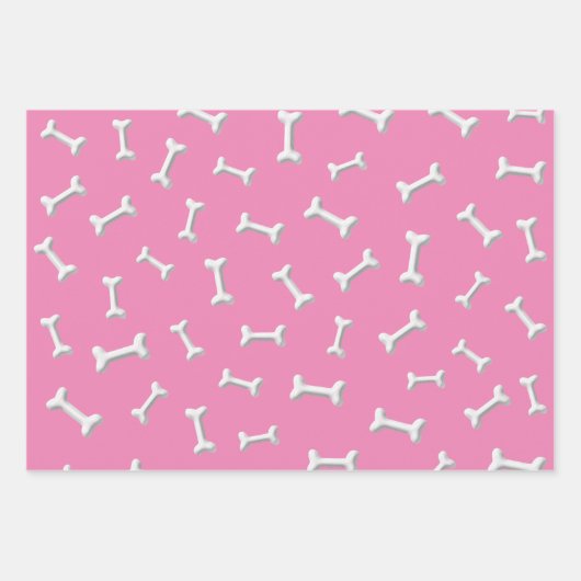 Weiße Knochen im rosa Hintergrund Geschenkpapier Set (Vorderseite 3)