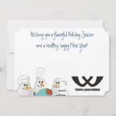 Weiße Koch Schneemänner Putenmilch kulinarische We Feiertagskarte (Rückseite)