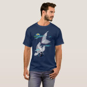 Weiße Koi-Blaue Lilien-T - Shirts (Vorne ganz)