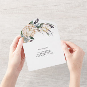 Weiße König-Protea-Alles-in-einem-Hochzeitseinladu All In One Einladung