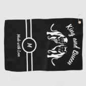 Weiße Könige und Königinnen Schwarzer Löwe und Löw Golfhandtuch (Horizontal)