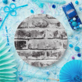 Weiße Kontrast Industrie rustikale Ziegeltextur Pappteller (Party)