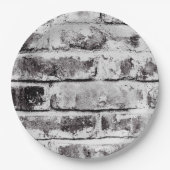 Weiße Kontrast Industrie rustikale Ziegeltextur Pappteller (Vorderseite)