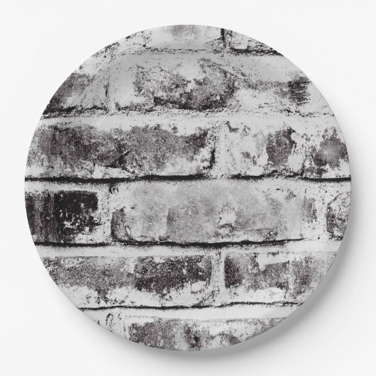 Weiße Kontrast Industrie rustikale Ziegeltextur Pappteller (Vorderseite)