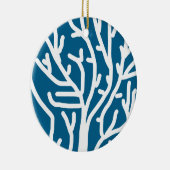 Weiße Korallen auf blauem Wasser Keramik Ornament (Rechts)